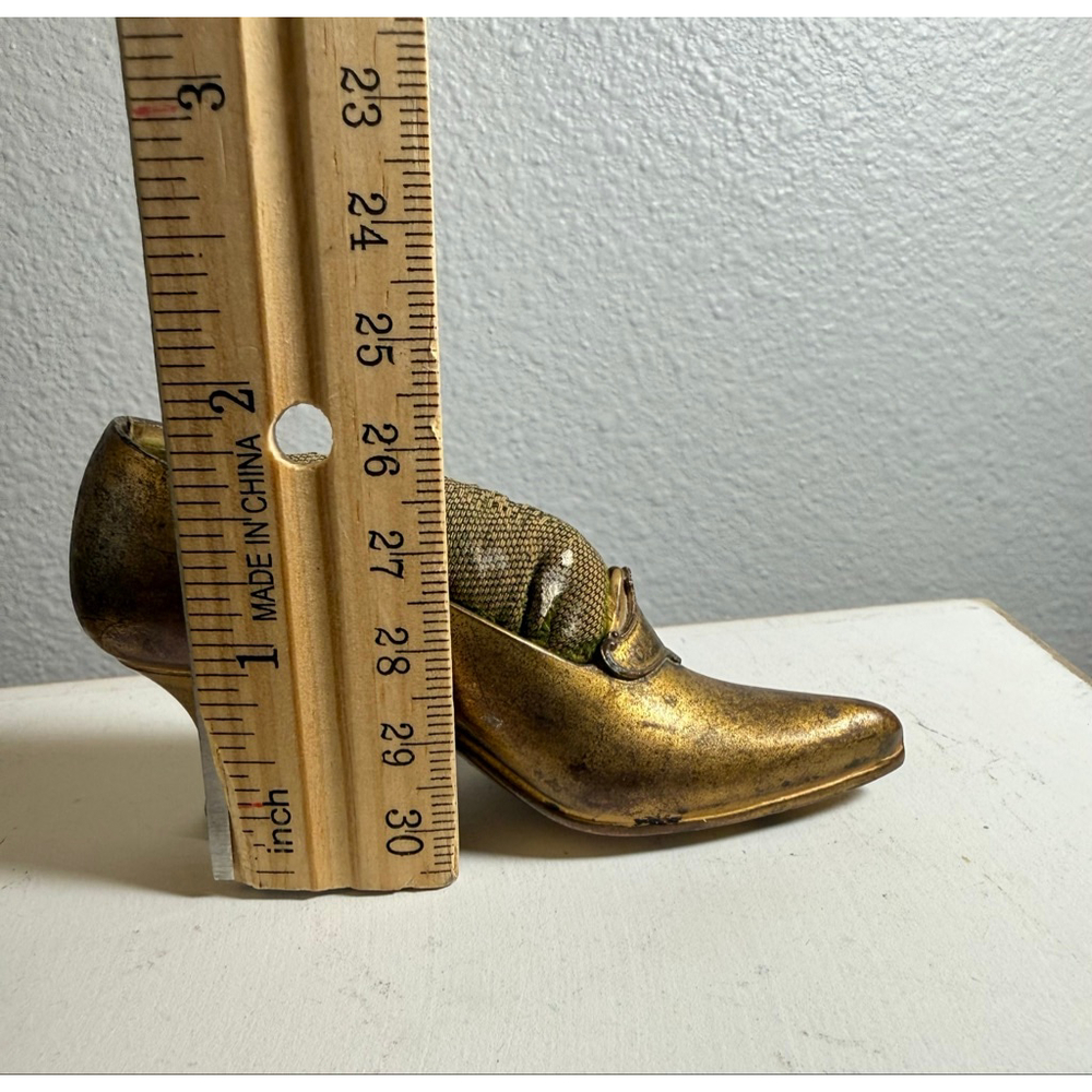 vintage brass shoe pin cushion souvenir USS Oklahoma Victorian - Picture 7 of 12